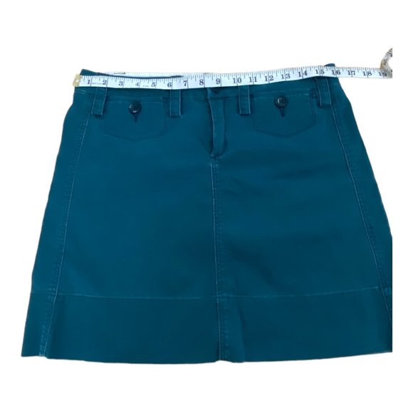 Anthropologie Paperboy Dark Teal Turquoise Skirt 4 Cotton Stretch - Picture 6 of 8